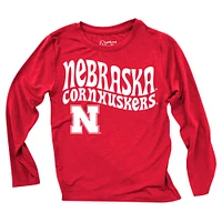 Toddler Wes & Willy  Nebraska Huskers Long Sleeve Top and Striped Tri-Blend Leggings Set