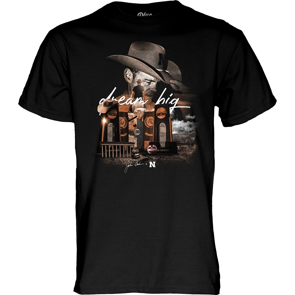 T-shirt unisexe bleu 84 John Cook Black Nebraska Huskers Dream Big