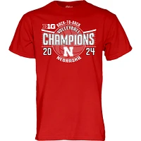 Unisex Blue 84 Scarlet Nebraska Huskers Back-to-Back Big Ten Women's Volleyball Regular Season Champions T-Shirt