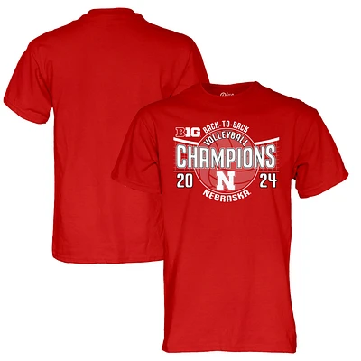 T-shirt unisexe bleu 84 Scarlet Nebraska Huskers dos à Big Ten pour femmes, championnes de la saison régulière volleyball