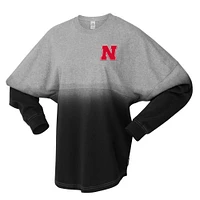 T-shirt unisexe Spirit Jersey noir/gris Nebraska Huskers Ombre à manches longues