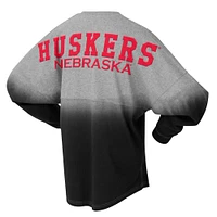 T-shirt unisexe Spirit Jersey noir/gris Nebraska Huskers Ombre à manches longues