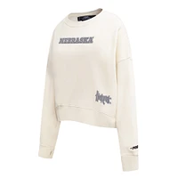 Women's Pro Standard Cream Nebraska Huskers French Terry Boxy Cropped Pullover Crewneck
