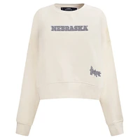 Women's Pro Standard Cream Nebraska Huskers French Terry Boxy Cropped Pullover Crewneck