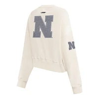 Women's Pro Standard Cream Nebraska Huskers French Terry Boxy Cropped Pullover Crewneck