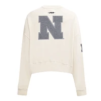 Women's Pro Standard Cream Nebraska Huskers French Terry Boxy Cropped Pullover Crewneck