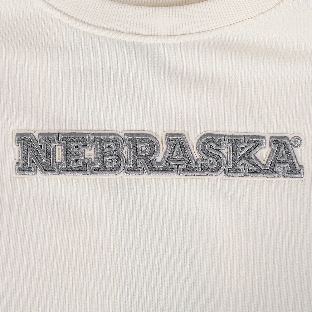Women's Pro Standard Cream Nebraska Huskers French Terry Boxy Cropped Pullover Crewneck
