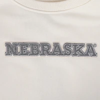 Women's Pro Standard Cream Nebraska Huskers French Terry Boxy Cropped Pullover Crewneck