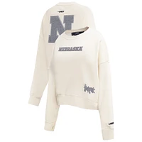 Women's Pro Standard Cream Nebraska Huskers French Terry Boxy Cropped Pullover Crewneck