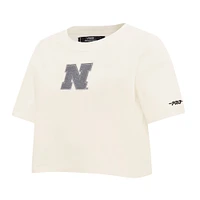 Women's Pro Standard Cream Nebraska Huskers Reverse French Terry Boxy Cropped T-Shirt