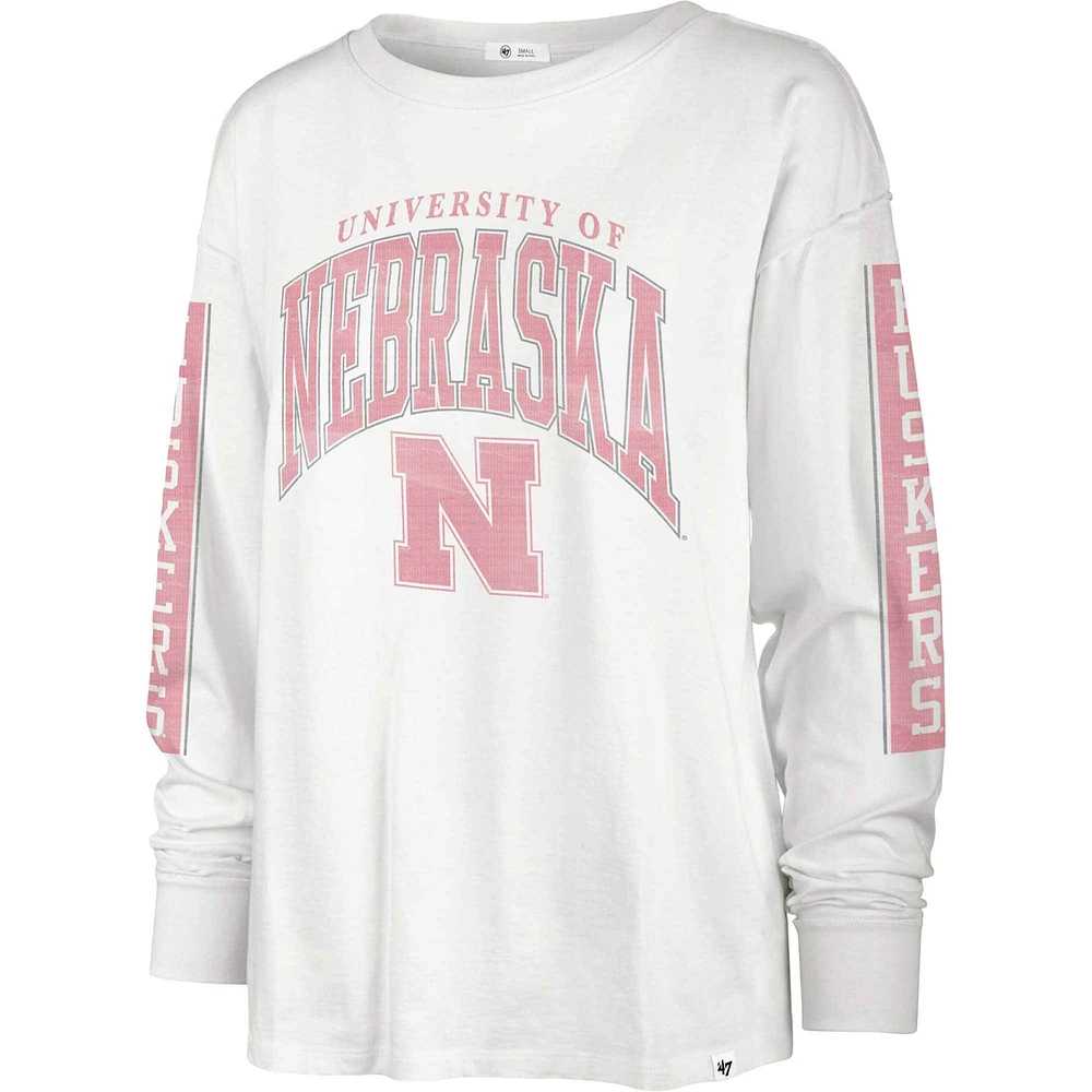 Women's '47 Cream Nebraska Huskers Statement SOA 3-Hit Long Sleeve T-Shirt