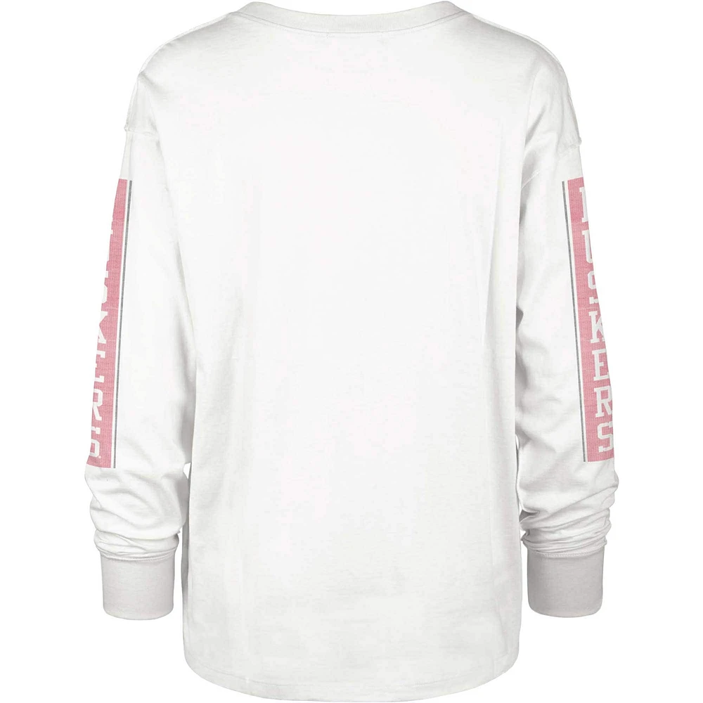 Women's '47 Cream Nebraska Huskers Statement SOA 3-Hit Long Sleeve T-Shirt