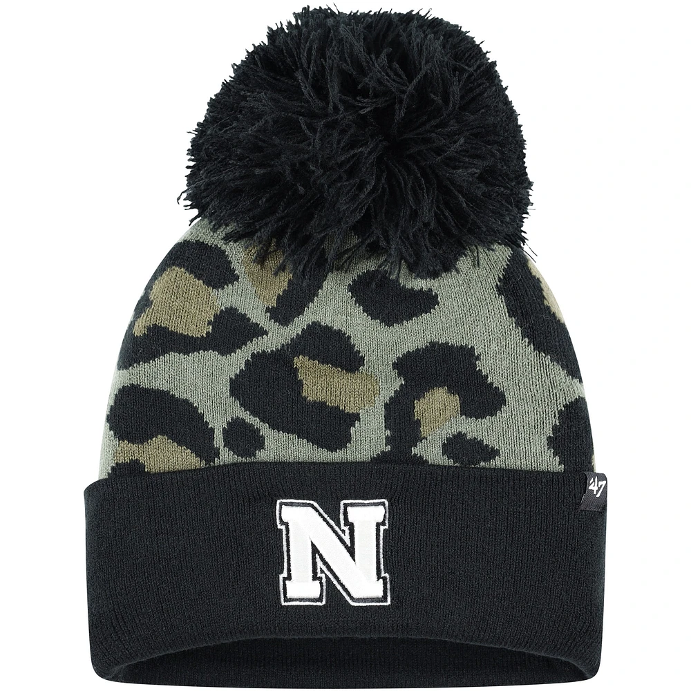 Bonnet en tricot à revers Nebraska Huskers Bagheera '47 Hunter Green pour femme avec pompon