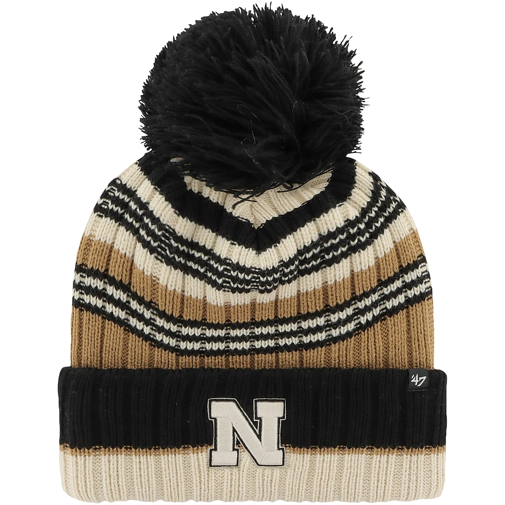 Bonnet en tricot à revers Barista '47 Kaki Nebraska Huskers pour femmes avec pompon