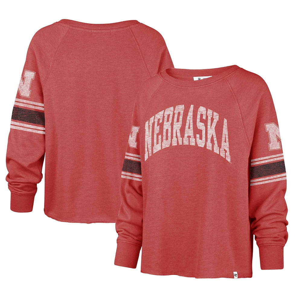 T-shirt court à manches longues raglan '47 Scarlet Nebraska Huskers Allie Modest pour femmes