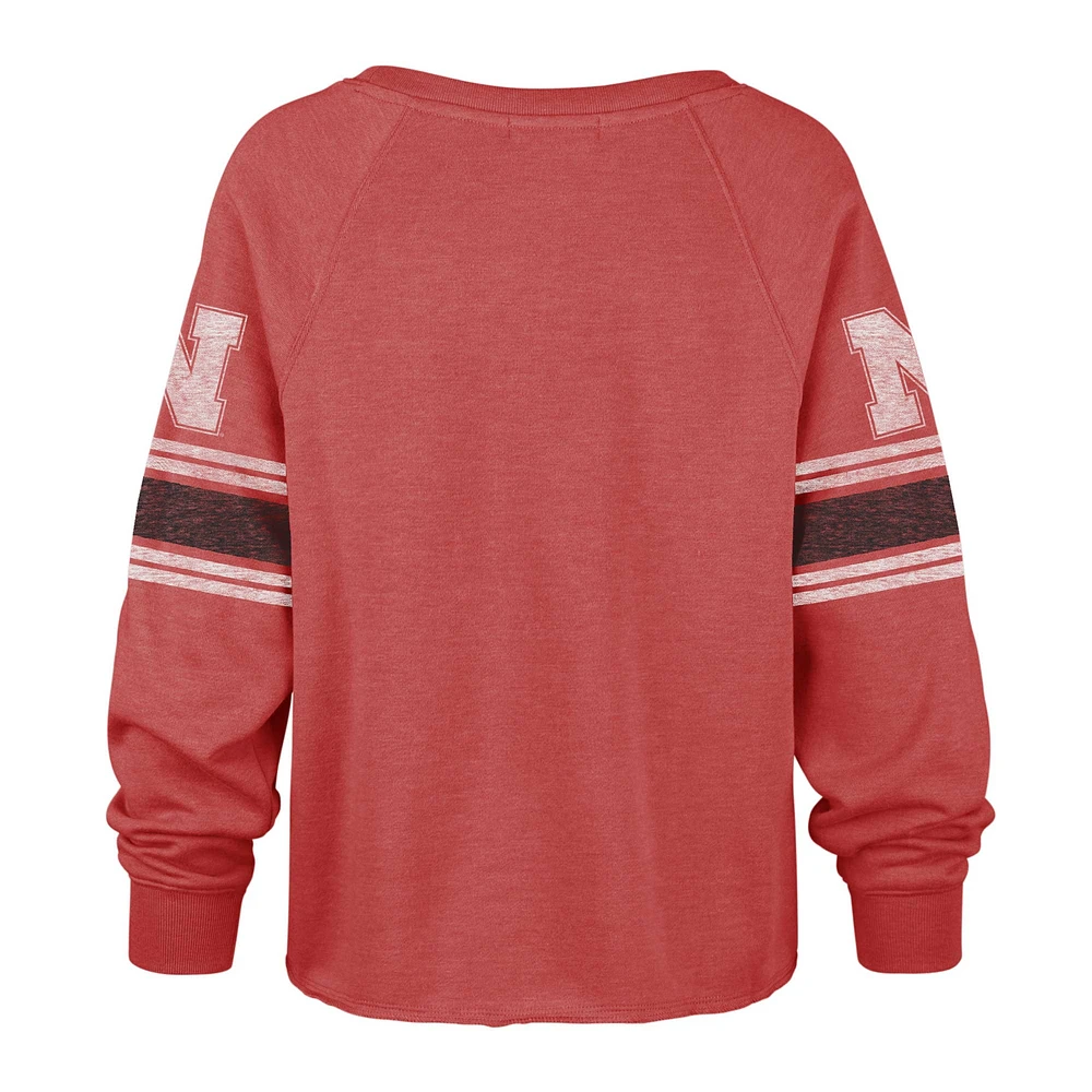 T-shirt court à manches longues raglan '47 Scarlet Nebraska Huskers Allie Modest pour femmes