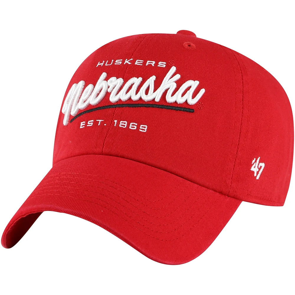 Casquette ajustable '47 Scarlet Nebraska Huskers Sidney Clean Up pour femmes