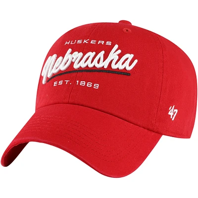 Casquette ajustable '47 Scarlet Nebraska Huskers Sidney Clean Up pour femmes