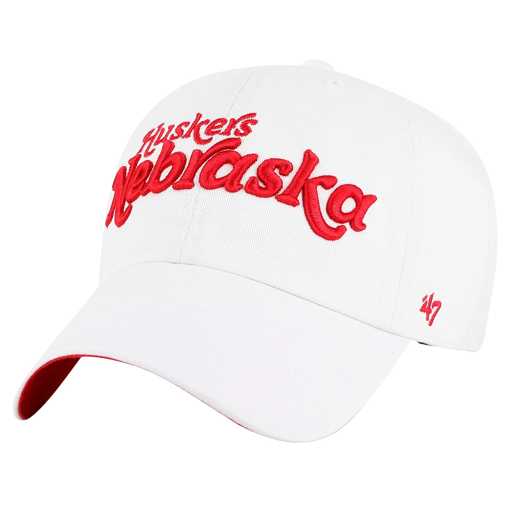 Casquette ajustable Nebraska Huskers Pensacola Clean Up blanche pour femme '47