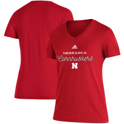 Nebraska Huskers adidas Women's Blend V-Neck T-Shirt - Scarlet