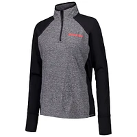 Women's Black/Heather Gray Nebraska Huskers Finalist Raglan Quarter-Zip Jacket