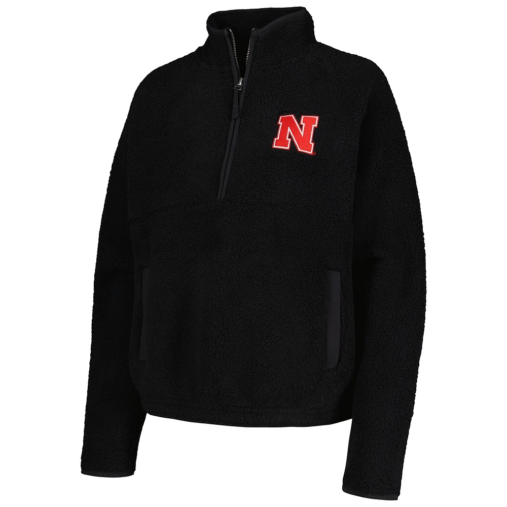 Sweat-shirt noir à demi-zip Nebraska Huskers Everest pour femme