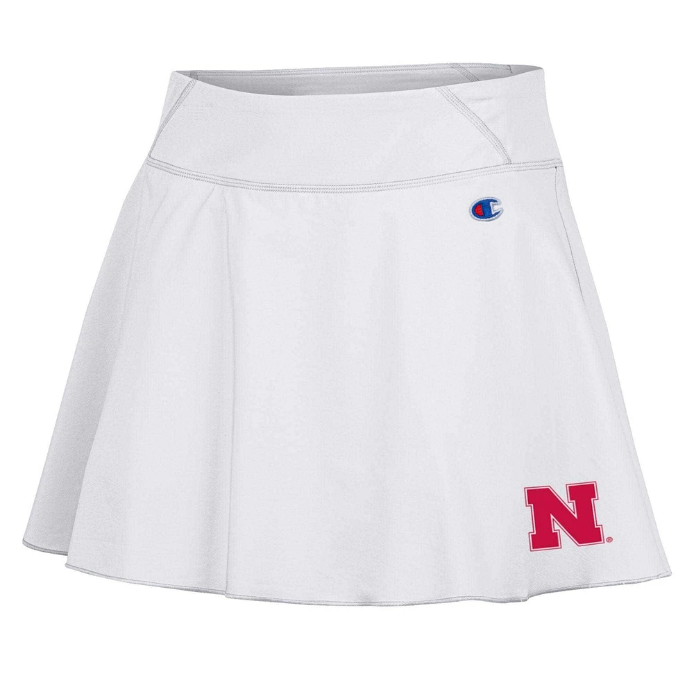 Women's Champion White Nebraska Huskers Tailgate Soft Touch Skort