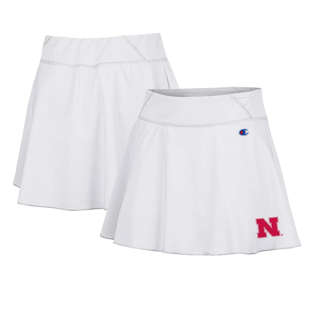 Jupe-short blanche Champion Nebraska Huskers Tailgate Soft Touch pour femmes