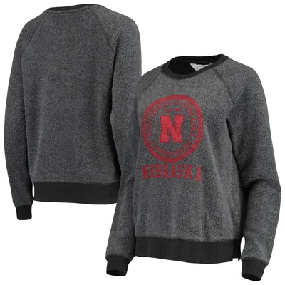 Nebraska Huskers Women's Fleece Out Pullover Sweatshirt - Charcoal