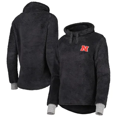 Nebraska Huskers Women's Fluffy Cowl Pullover - Charcoal