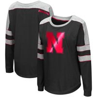 Women's Colosseum Black Nebraska Huskers Trey Dolman Long Sleeve T-Shirt