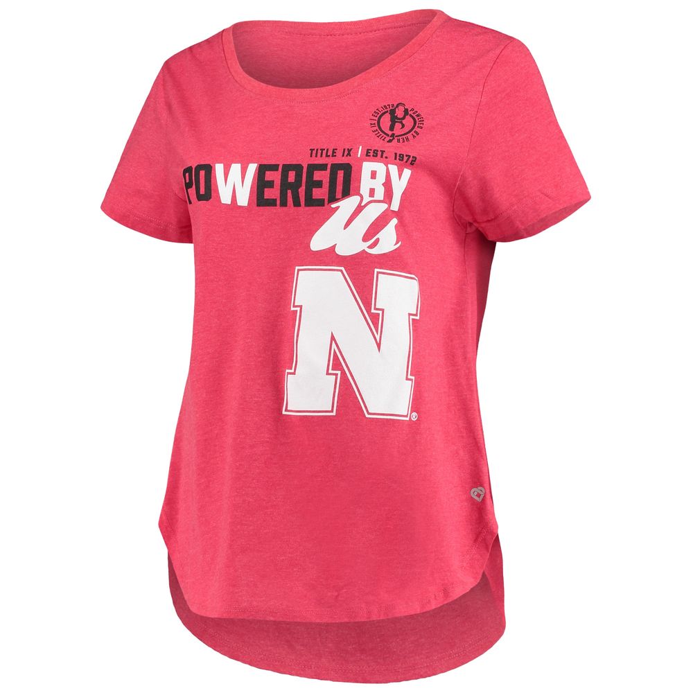 Women's Colosseum Heathered Scarlet Nebraska Huskers PoWered By Title IX T-Shirt