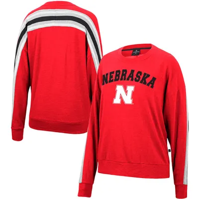 Nebraska Huskers Colosseum Women's Team Oversized Pullover Sweatshirt - Heathered Scarlet