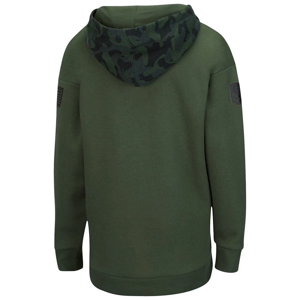 Women's Colosseum Olive/Camo Nebraska Huskers OHT Military Appreciation Extraction Chevron Pullover Hoodie