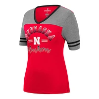 Women's Colosseum Scarlet/Heathered Gray Nebraska Huskers There You Are V-Neck T-Shirt