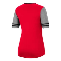 Women's Colosseum Scarlet/Heathered Gray Nebraska Huskers There You Are V-Neck T-Shirt