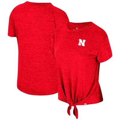 T-shirt noué sur le devant des finalistes Huskers du Nebraska Colosseum Scarlet pour femmes