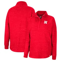 Colosseum Scarlet Nebraska Huskers Natalie Speckled Quarter-Snap Top pour femme