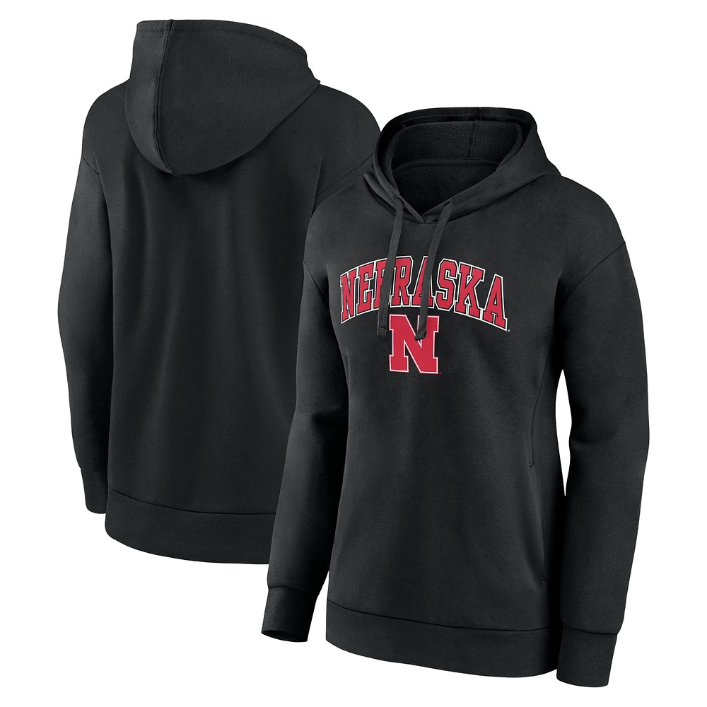 Women's Fanatics Black Nebraska Huskers Campus Pullover Hoodie