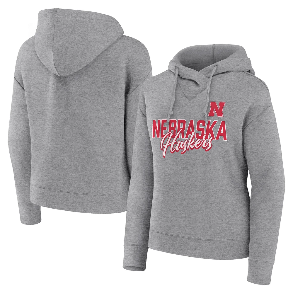 Sweat à capuche Fanatics Heather Grey Nebraska Huskers Script Favorite pour femmes