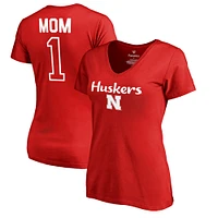 Fanatics Scarlet Nebraska Huskers Numéro 1 Mom T-shirt à col en V pour femmes