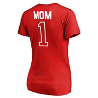 Fanatics Scarlet Nebraska Huskers Numéro 1 Mom T-shirt à col en V pour femmes