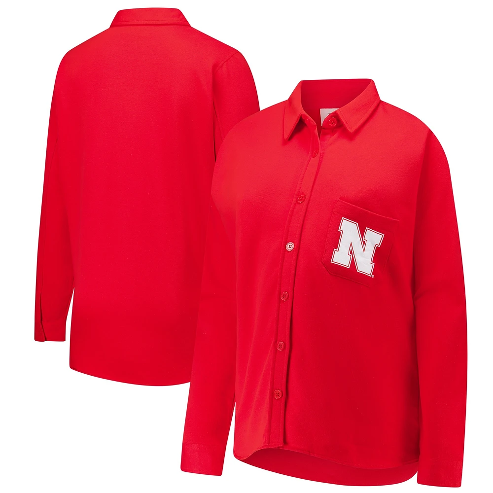 Veste boutonnée grande taille Fanatics Scarlet Nebraska Huskers pour femmes