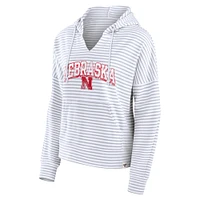 Sweat à capuche rayé blanc Nebraska Huskers Fanatics pour femmes