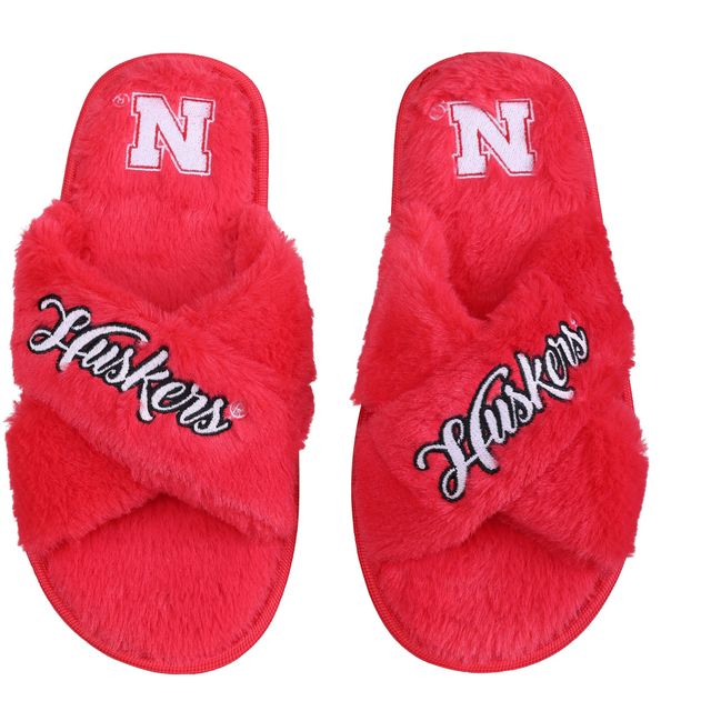 Chaussons FOCO Nebraska Huskers Script Cross Slide pour femme