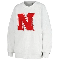 Women's Gameday Couture Ash Nebraska Huskers Team Effort Pullover Sweatshirt & Shorts Sleep Set