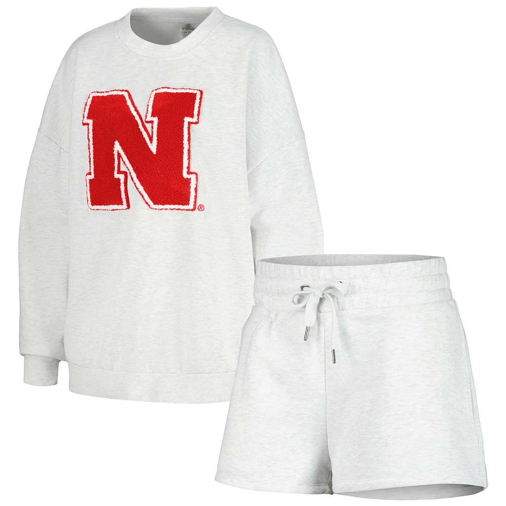 Gameday Couture Ash Nebraska Huskers Team Effort Sweat-shirt et short pour femme