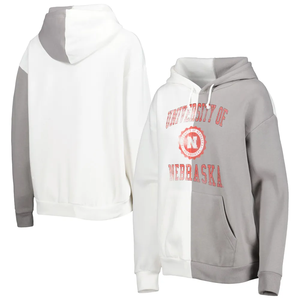 Women's Gameday Couture Gray/White Nebraska Huskers Split Pullover Hoodie