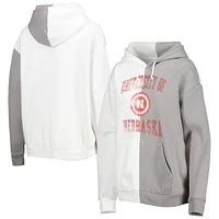 Sweat à capuche fendu Gameday Couture Huskers du Nebraska gris/blanc pour femme