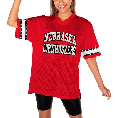 Women's Gameday Couture Red Nebraska Huskers Until Kickoff Rhinestone Fashion T-Shirt